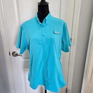 Columbia Women's PFG Tamiami II Short Sleeve Shirt Size XL Ocean Blue